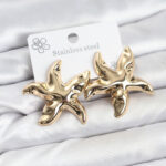 316L Çelik Gold Renk Yıldız Model Kadın Küpe