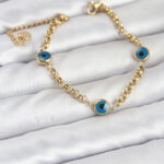 316L Çelik Nazar Model Gold Renk Kadın Bileklik