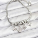 Pirinç Gümüş Renk Yonca Model Kadın Bileklik