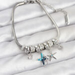 Pirinç Gümüş Renk Yıldız Model Charmlı Kadın Bileklik