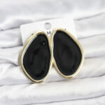 Pirinç Siyah Mineli Damla Model Vintage Plaka Kadın Küpe