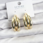 Gold Renk Pirinç Yarım Halka Model Kadın Küpe