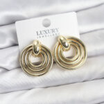 Gold Renk Pirinç Vintage Kadın Küpe