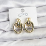 Gold Renk Pirinç Vintage Kadın Küpe