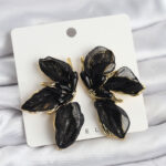 Lotus Model Siyah Renk Tüllü Kadın Küpe