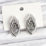 Pirinç Gümüş Renk Sarmal Damla Model Vintage Kadın Küpe