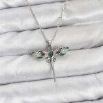 316L Çelik Zincir Gümüş Renk Yusufçuk Model Zirkon Taşlı Kadın Kolye