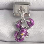316L Çelik Gümüş Renk Sallantı Mor Yengeç Model Yıldız Detay Nomination Charm