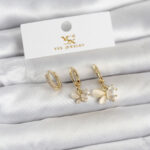 Pirinç Gold Renk Kelebek Model 3'lü Kadın Küpe