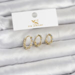 Pirinç Gold Renk Nazarlı Model 3'lü Kadın Küpe