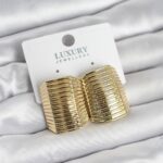 Gold Renk Pirinç Vintage Esintili Statement Küpe