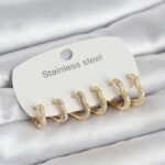 316L Çelik Gold Renk 6'lı Set Kalp Form Kadın Küpe