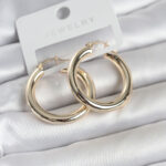 Gold Renk Pirinç Halka 30 mm Kadın Küpe